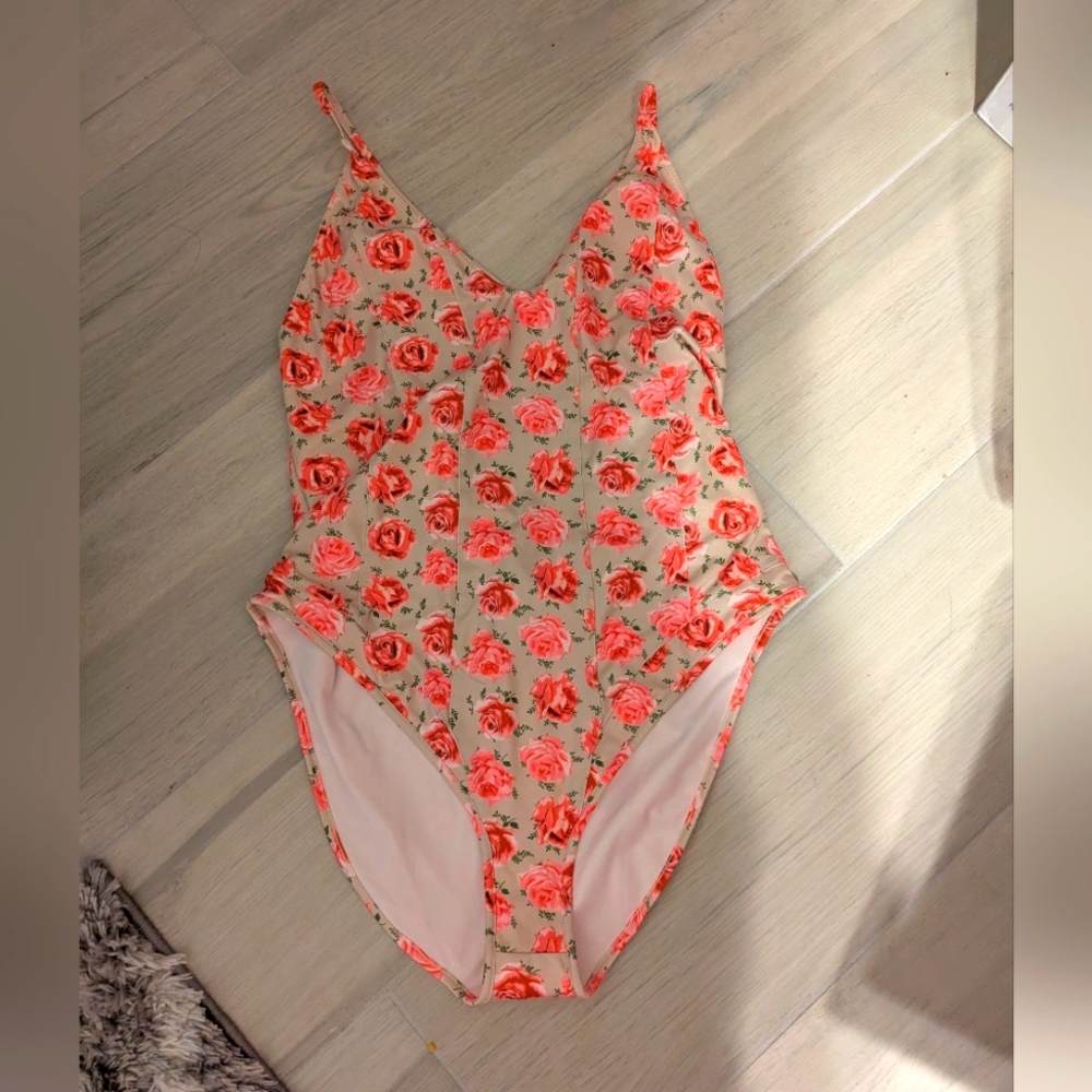 LoveShackFancy Floral Pink One Piece Swimsuit